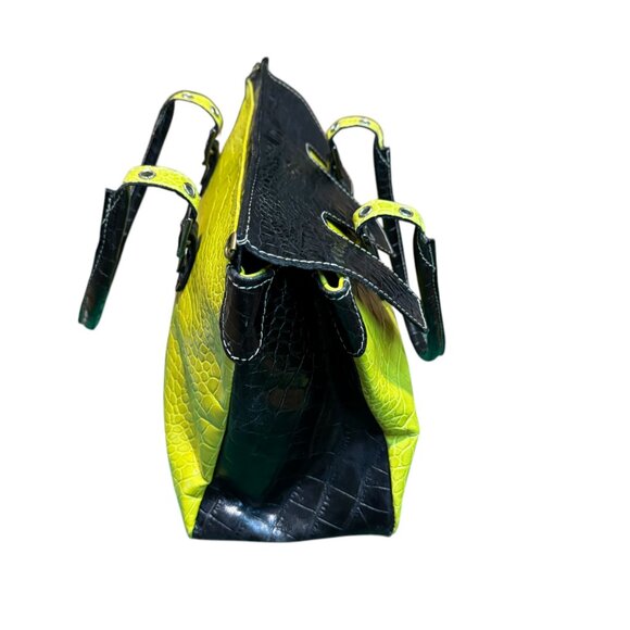 Cecconi Italian Leather bag.  Green and Black.  Preowned. Medium - Picture 4 of 9